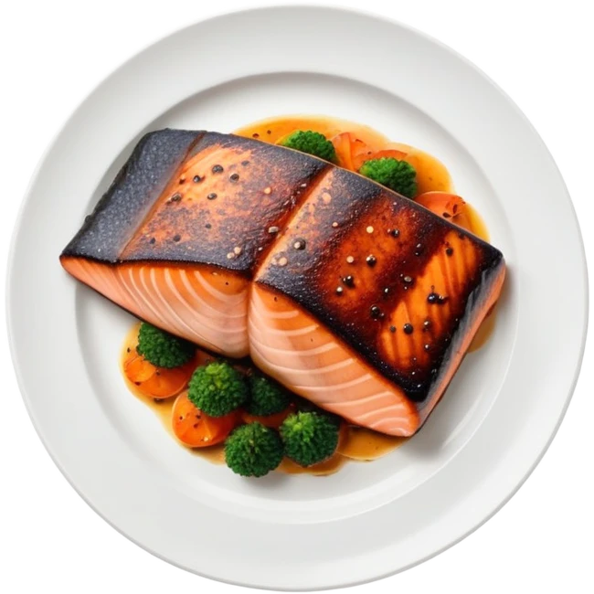 Plate of blackened ora king salmon emoji