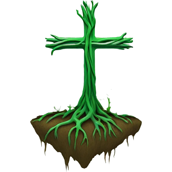 green cross with roots growing out of the bottom emoji