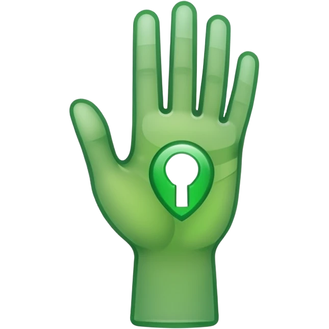 minimalistic green hand icon semi-transparent, key icon emoji