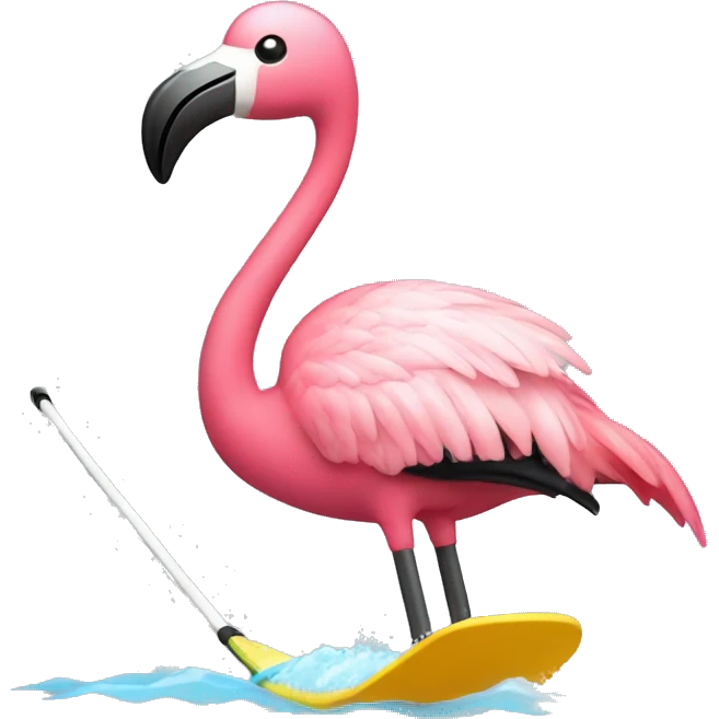 Flamingo water skiing  emoji
