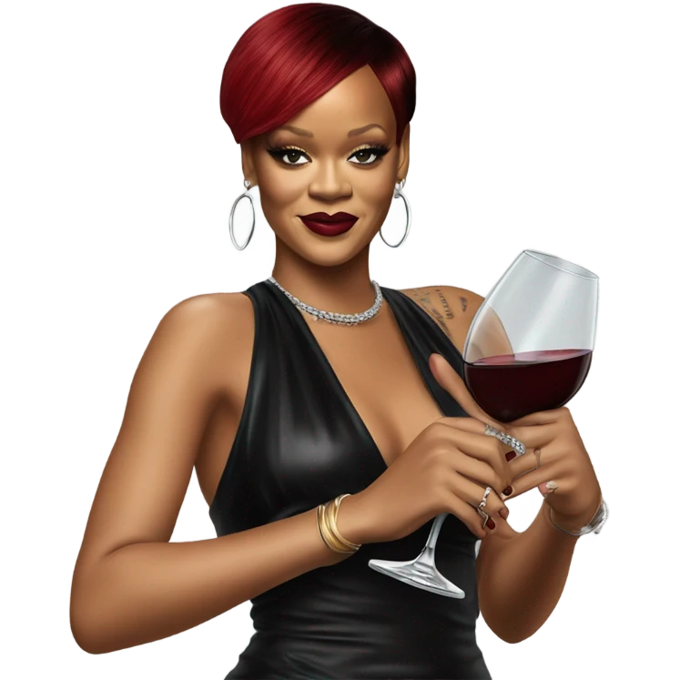 Photo Realistic Rihanna with wine glass emoji