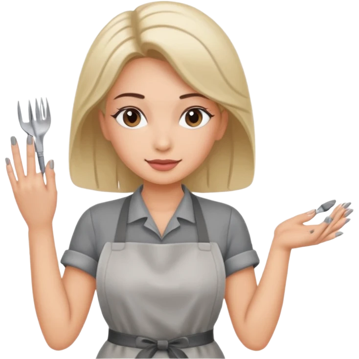 female nail master in grey apron  emoji