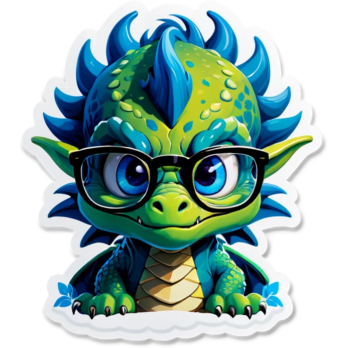 Old Dragon with blue eyes wearing glasses emoji