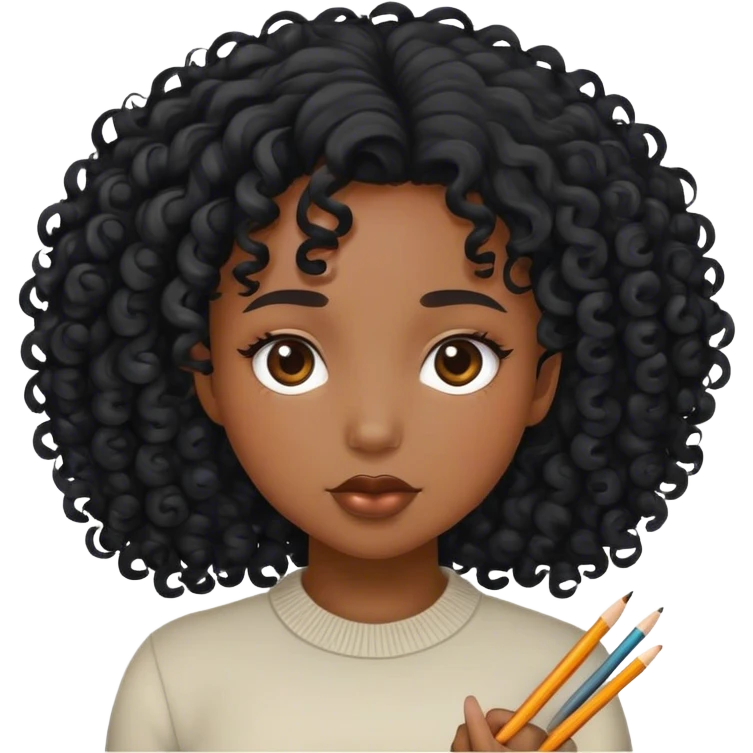 curly black  girl drawing emoji