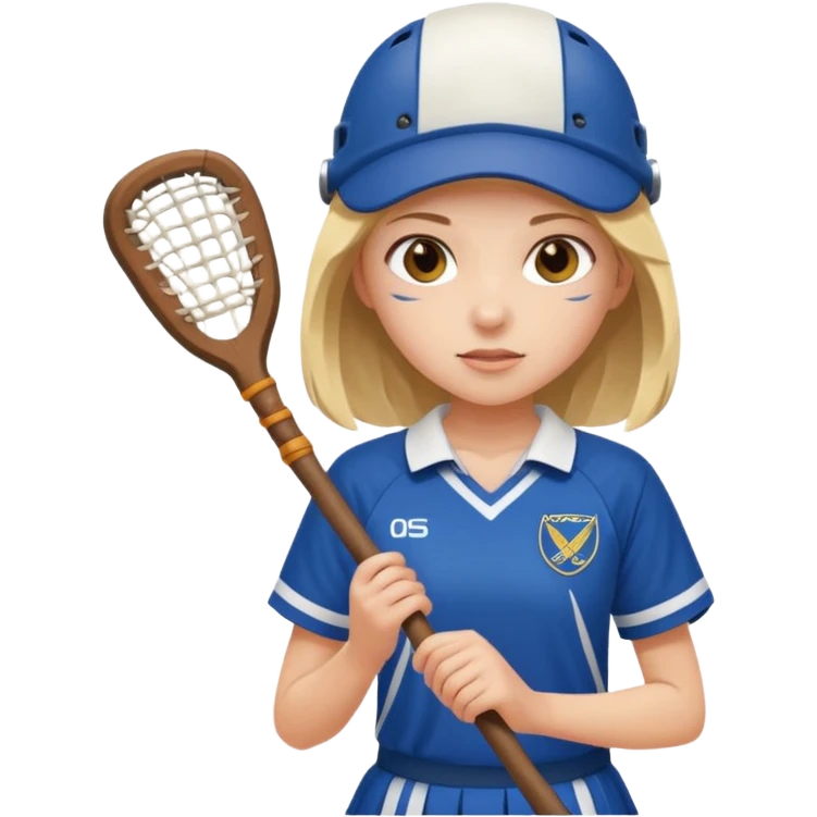 girl in hurling uniform with stick emoji