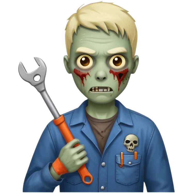 zombie mechanic with tool in his hand   emoji