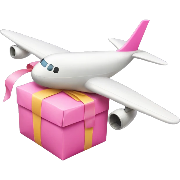 airplane with a parcel with a pink bow  emoji