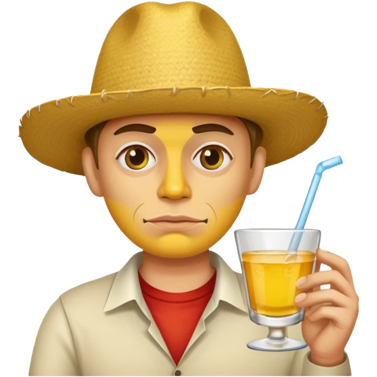 Apple emoji face drinking tequila with bored face emoji