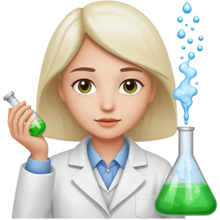 A person in a white coat is experimenting with chemicals. emoji