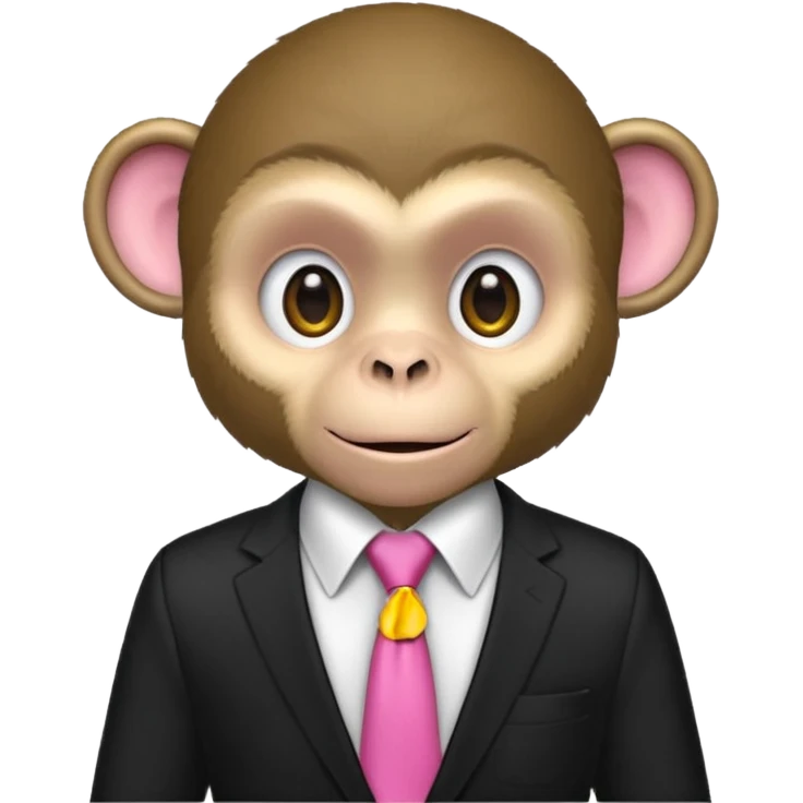  monkey with black shirt,pink tie emoji