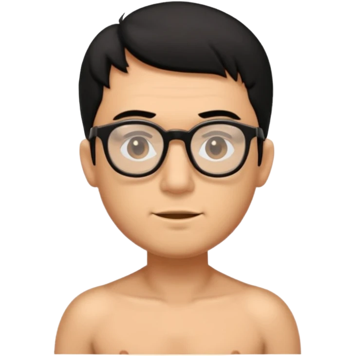 fat naked tan man with small penis with black hair and black glasses emoji