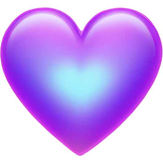 Neon glass blue mauve heart  emoji