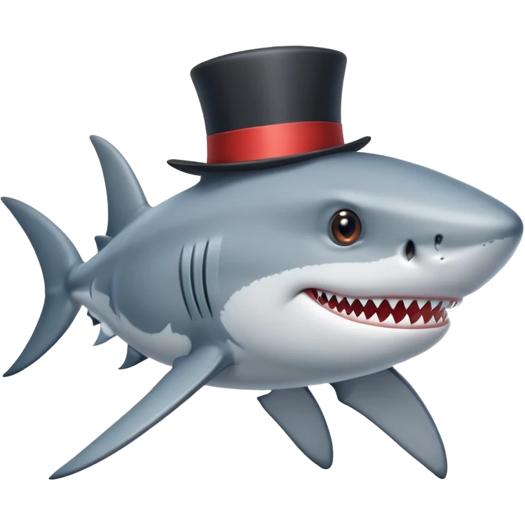 Shark with a top hat emoji