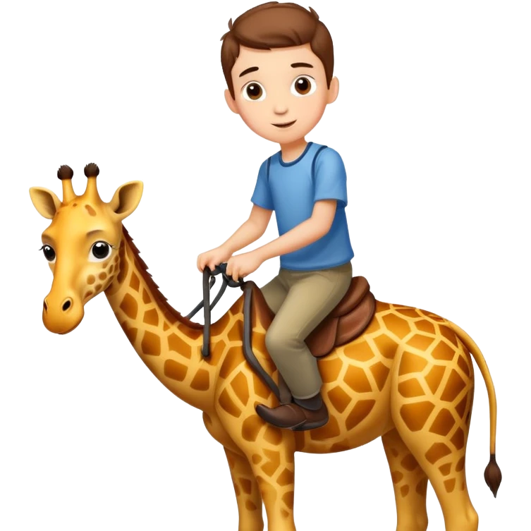 confident boy riding a giraffe emoji
