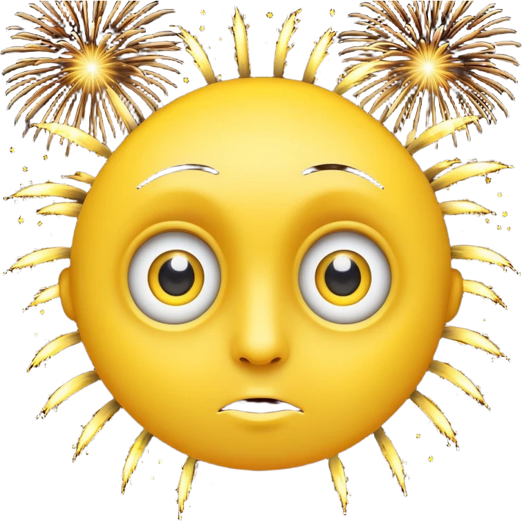 yellow face with wide eyes, fireworks in the background emoji
