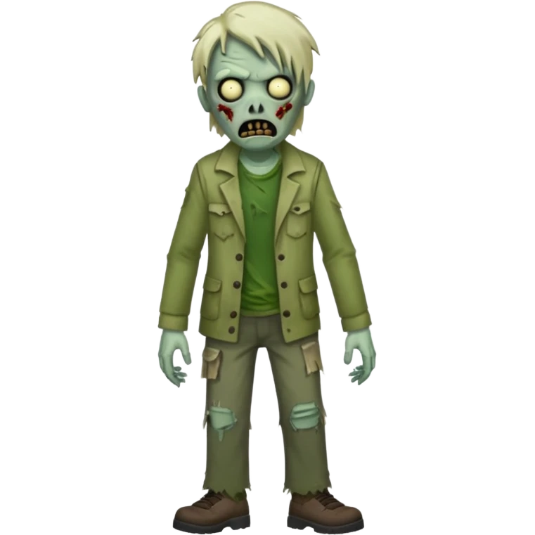 Walking zombie, tattered clothes, scary expression, realistic horror, no background





 emoji