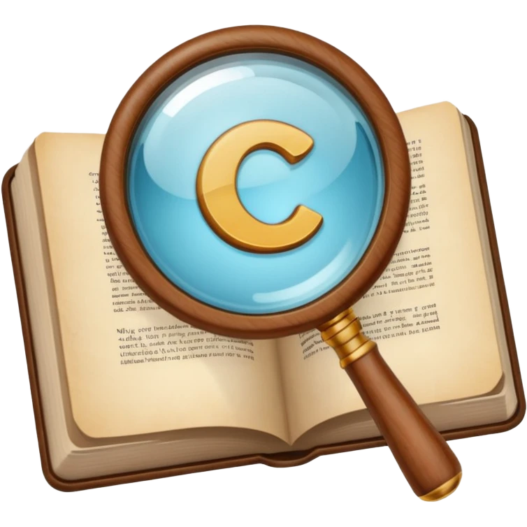 Magnifying glass with a book emoji