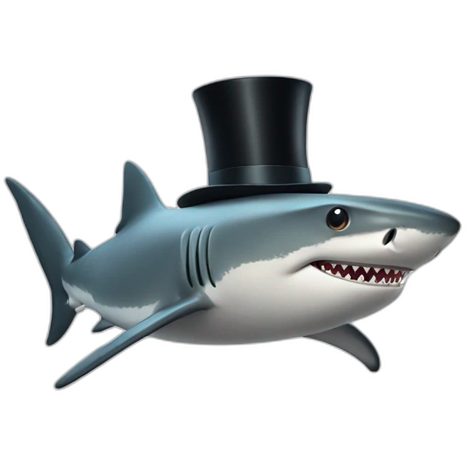 Shark with a top hat emoji