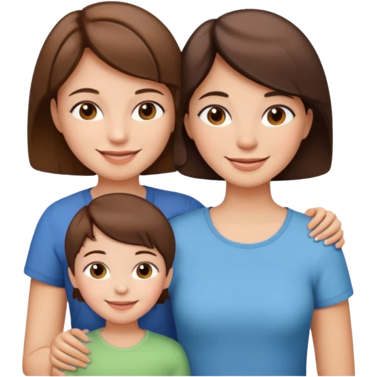 Brown family two girls and a mom short brown hair emoji