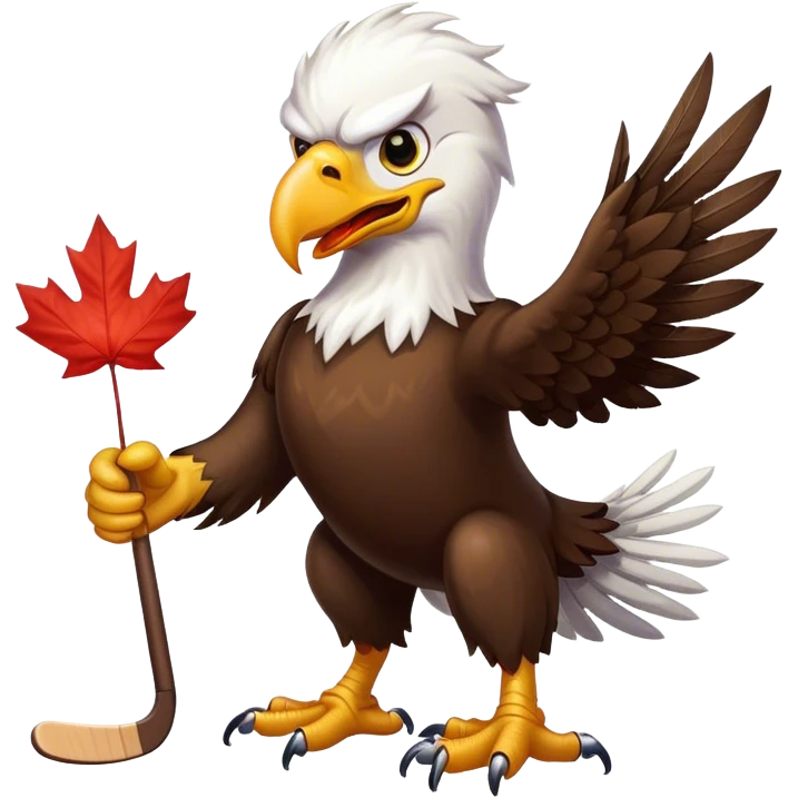 USA eagle hockey eating a Canadian maple leaf  emoji