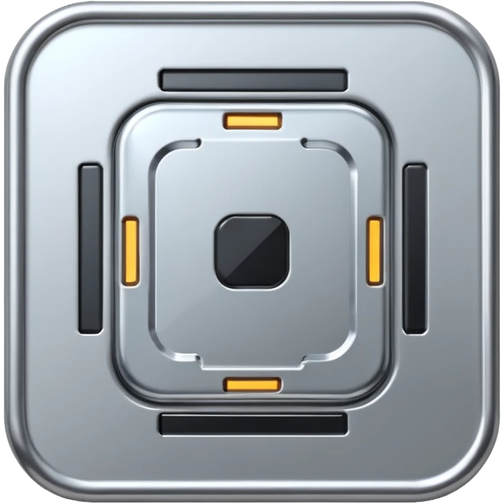 A futuristic microchip emoji made of polished silver chrome, minimal circuit details, smooth metallic surface, soft lighting, iOS emoji style, centered, clean white background emoji