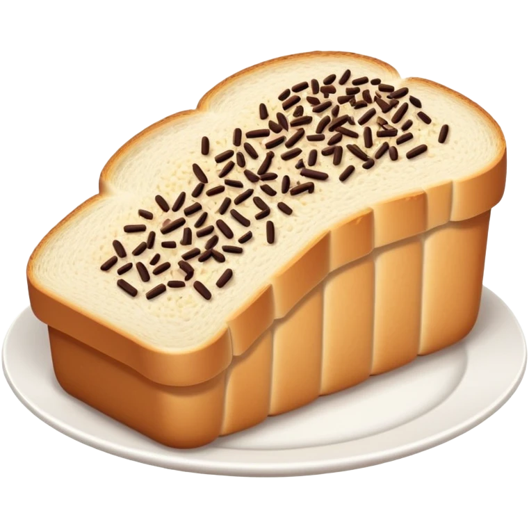 Slice of white bread on a white plate with chocolate sprinkles on top emoji
