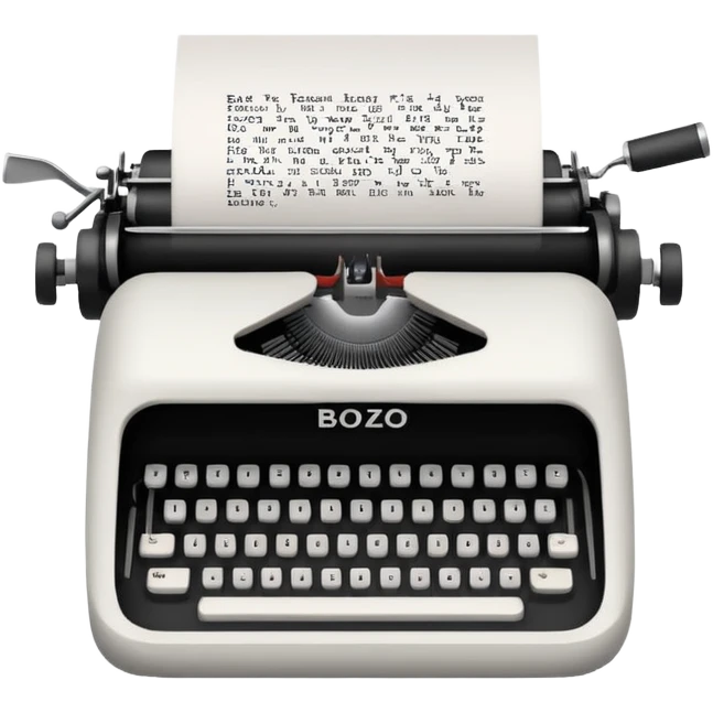 Typewriter typing on paper and the paper says bozo emoji