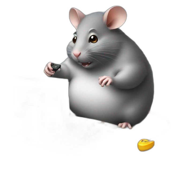 Fat Rat playing computer video games emoji