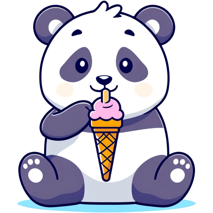 Panda eating ice cream emoji