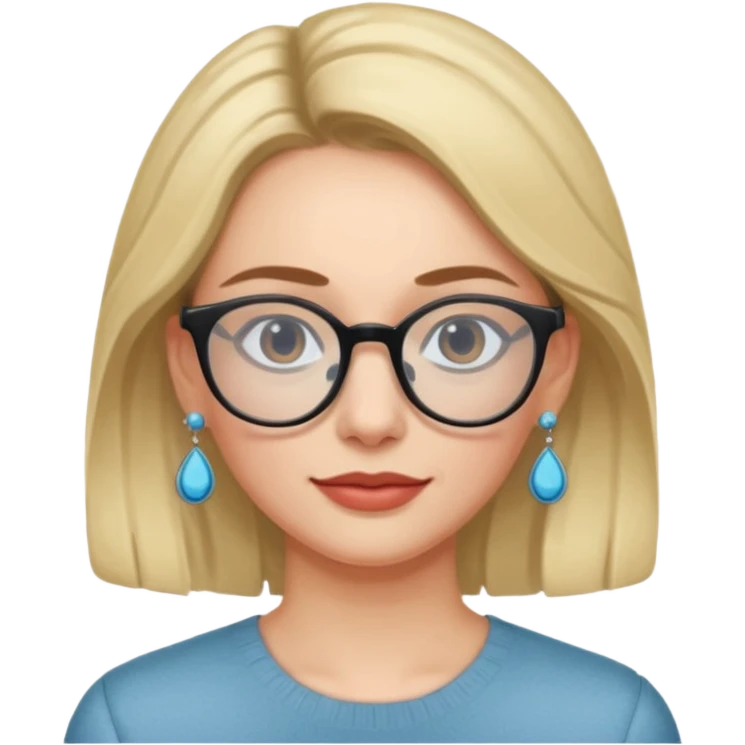 Signora con occhiali e orecchini celesti emoji