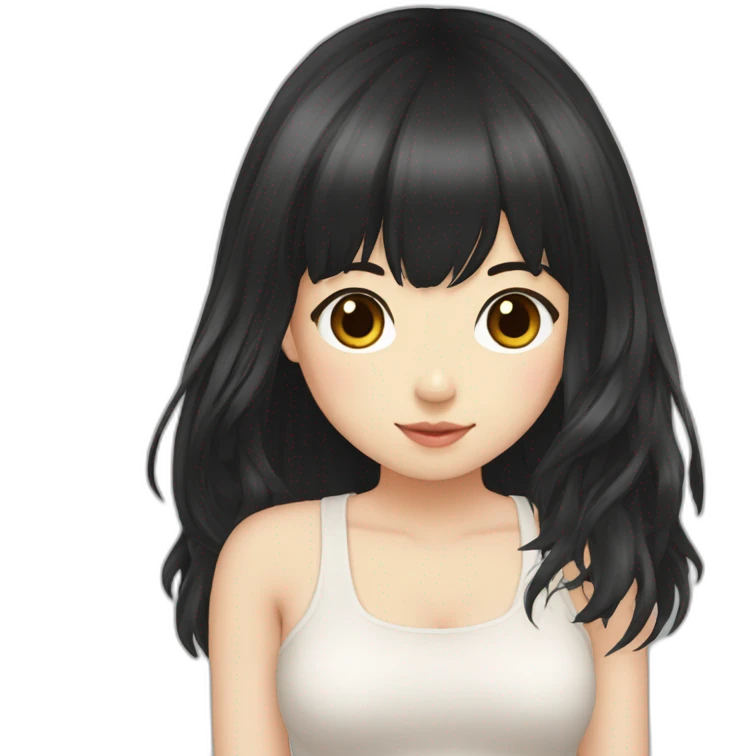 Longhair-Japanese-girlfriend-browneye-blackhair-bangs emoji