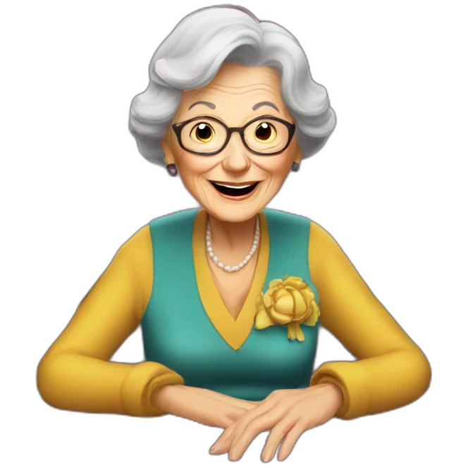 Old lady winning on a slot machine emoji