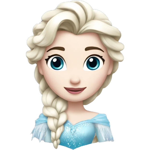 un pato con cuerpo azul, cabeza blanca y trenza con cabello blanco como Elsa de frozen emoji