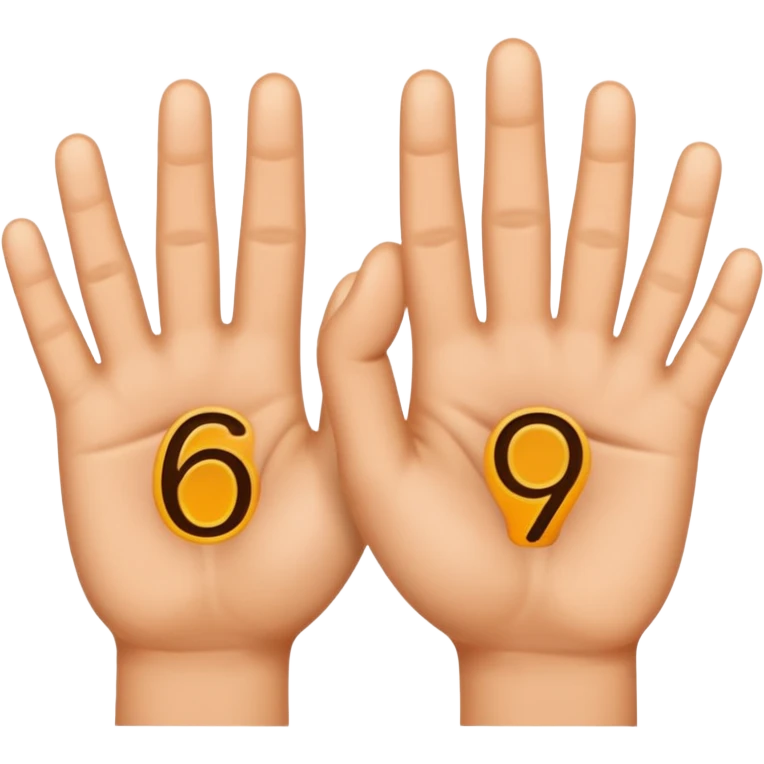 Unas manos con los numeros 6 7 emoji
