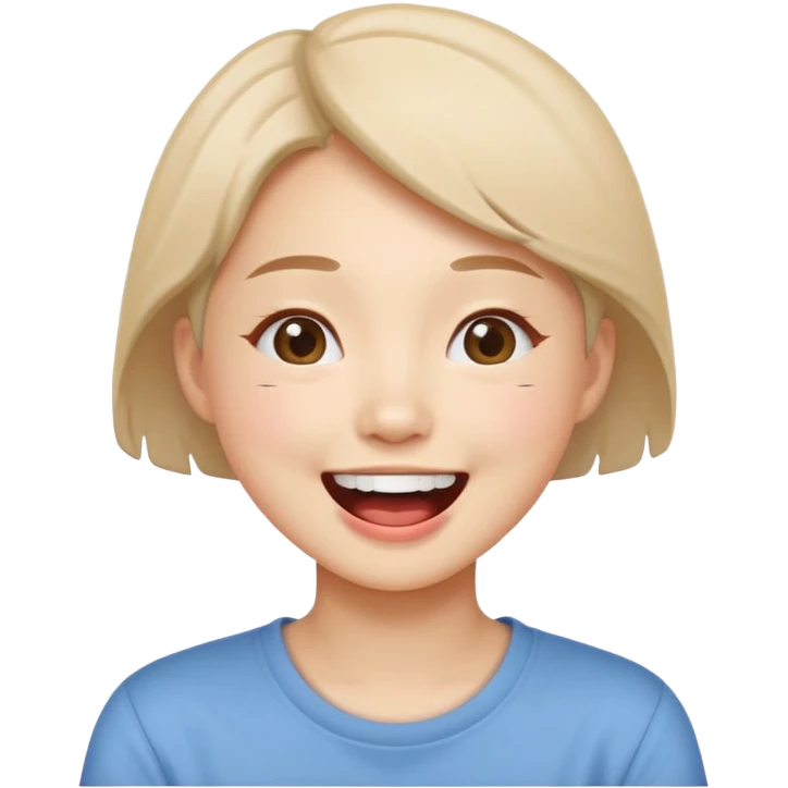 young Korean woman playfully laughing, cute and simple, Slack emoji style emoji