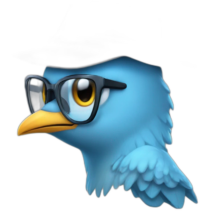 Crazy funny Cyberpunk Articuno head with beautiful smile wearing glasses and hat emoji