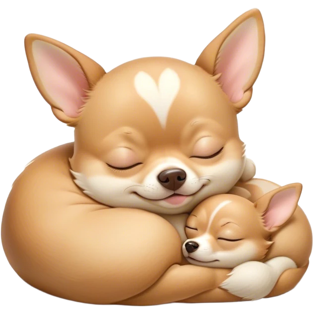 Cinematic Meme-Worthy Chubby Sleeping Fawn Chihuahua Portrait Emoji, Head resting peacefully with a contented smile, showcasing a delightfully chubby build and a luxuriously soft fawn coat, eyes shut in a serene nap, Simplified yet hilariously adorable features, highly detailed, glowing with a soft, drowsy light, high shine, relaxed and utterly lovable, stylized with an air of playful laziness, bright and heartwarming, soft glowing outline, capturing the essence of a comically sleepy Fawn Chihuahua, so meme-worthy it feels like it could instantly become the next viral sensation of adorable slumber! emoji