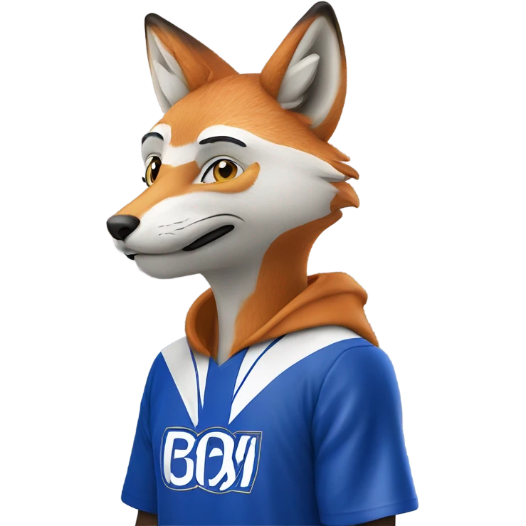 Leceister football supporter with fox on shoulder emoji