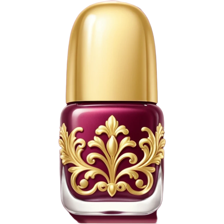 gold and burgundy rococo inflatable puffy nail polish emoji