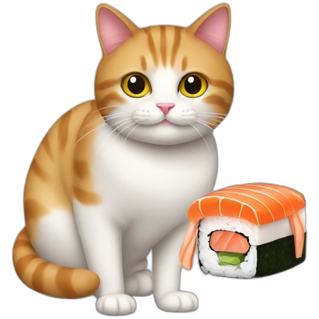 cat and sushi emoji