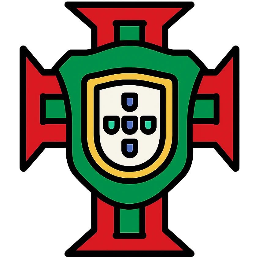 Portugal logo, modern, bold, national colors red and green, simple, iconic design emoji