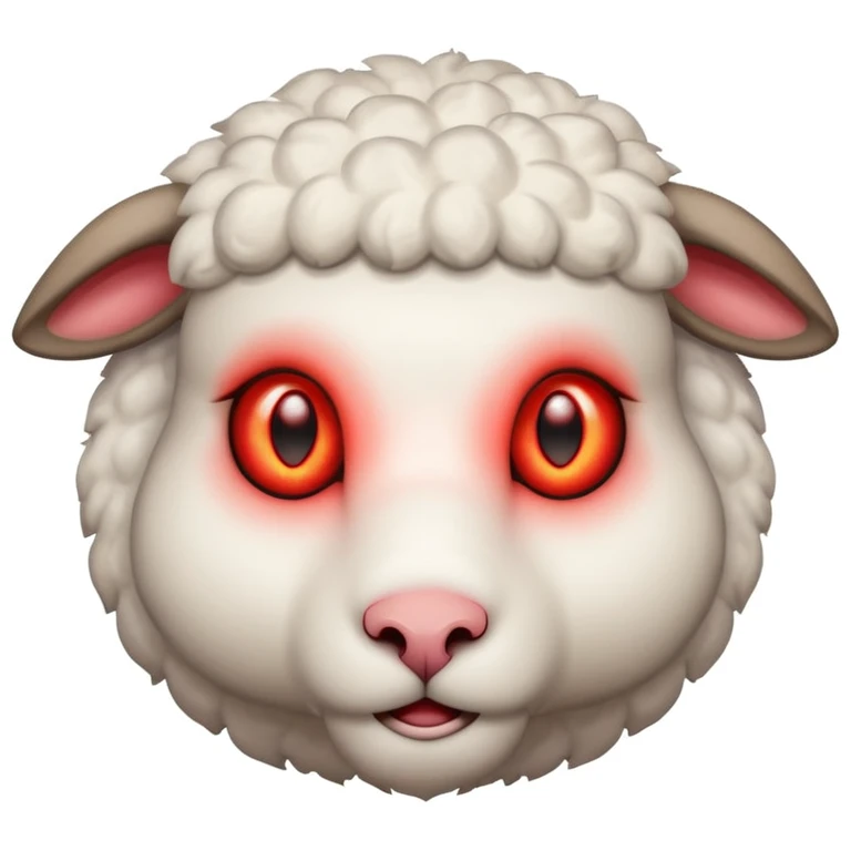 Evil lamb with glowing red eyes staring at you emoji
