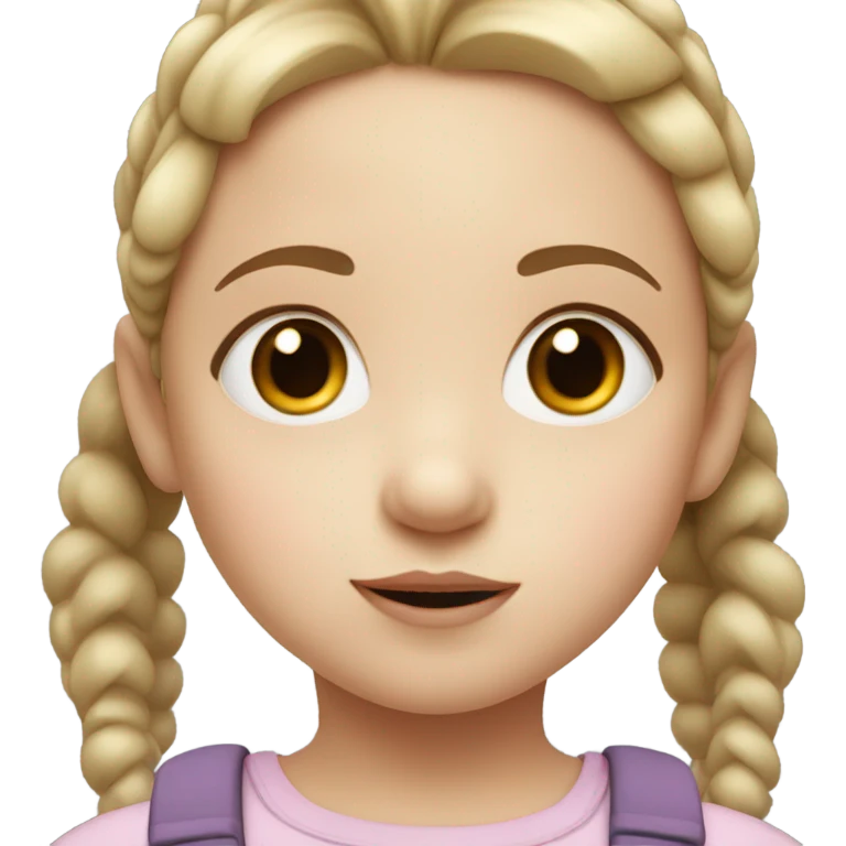 pale white toddler girl with brown straight pigtails and big black eyes not blonde no blonde hair NO BLONDE HAIR emoji
