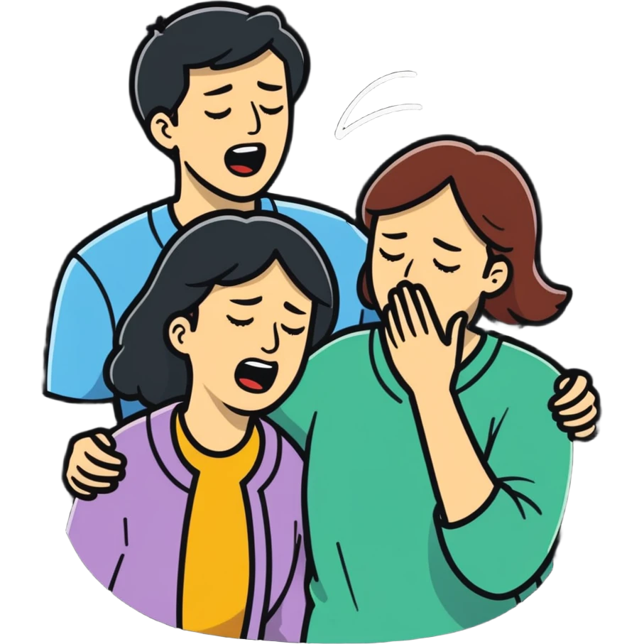 illustration of man celebrating the singing of divorce papers next to [crying woman] art influence emoji