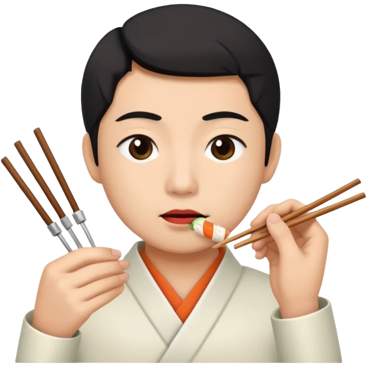 Asian eating sushi emoji