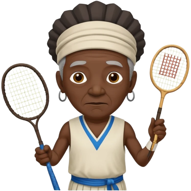 ancient shaman old black man with 1 badminton racket emoji