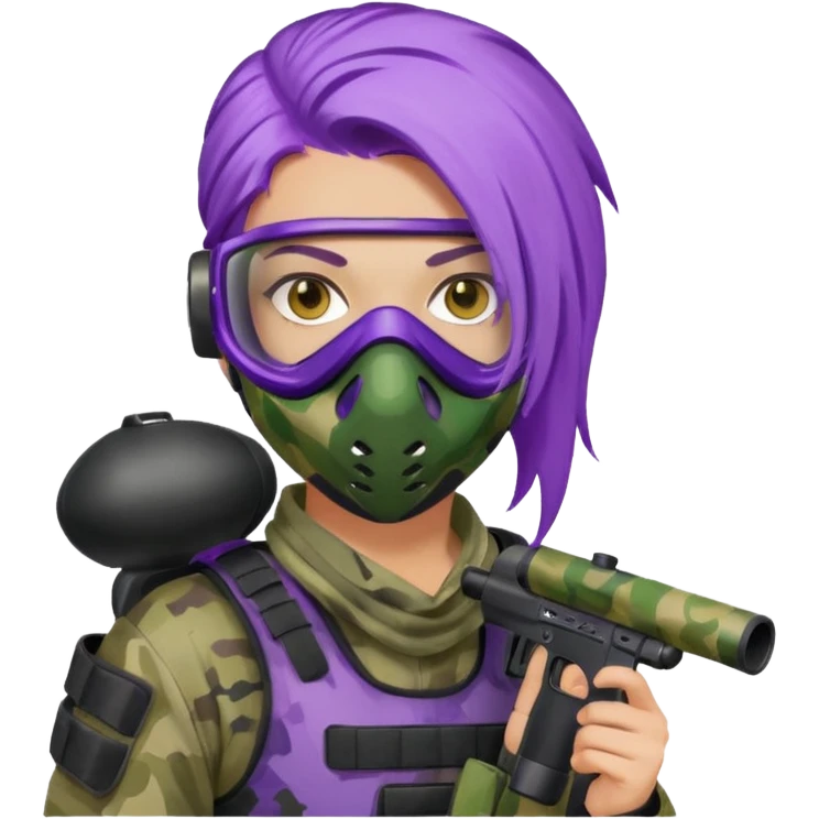 purple haired painitball player emoji
