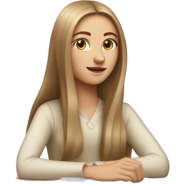 white girl with light brown straight long hair and apple laptop sat next to brown girl with long dark and a candle on the desk emoji