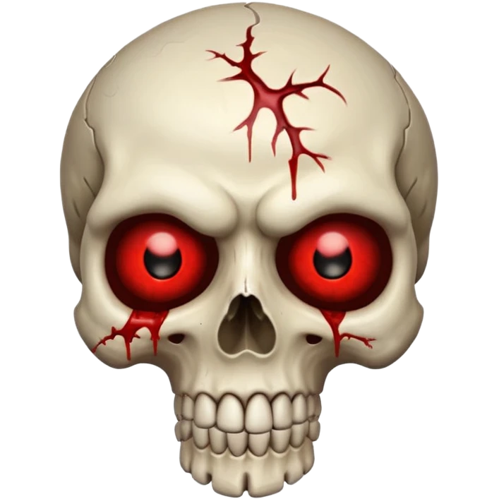 Bleeding skull with glowing red eyes and a sinister smile emoji