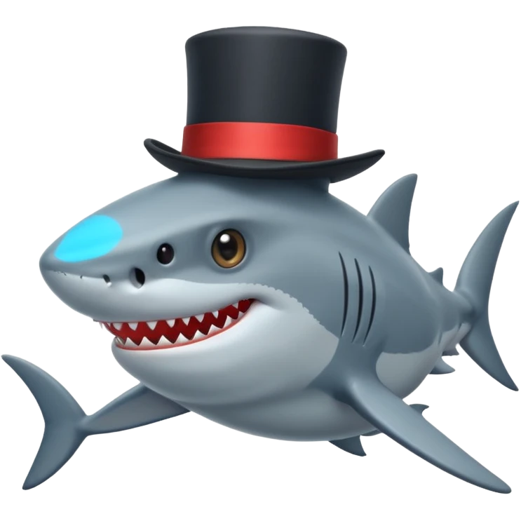 Shark with a top hat emoji